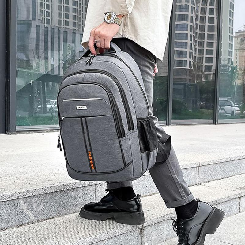 Neutral Style Backpack For Men And Women, With Multi-Layer Zippers, Suitable For Students' School Bags And Travel Bags.