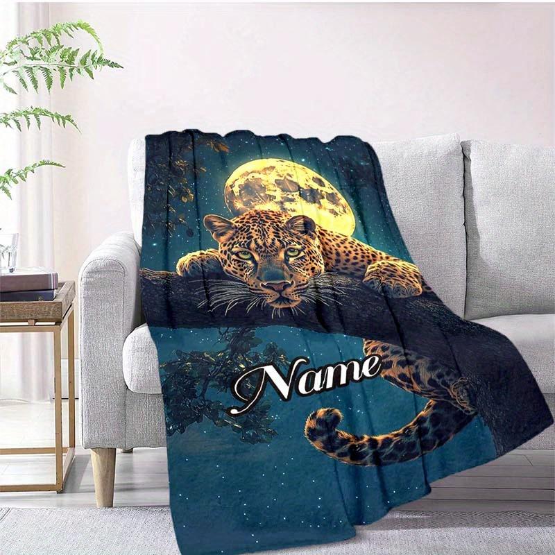 Leopard Customize Your Name Blanket Warm Comfortable And Soft Blankets Are Suitable For Home Lunch Break Blanket Office Sofa Sofa Gift To Relatives