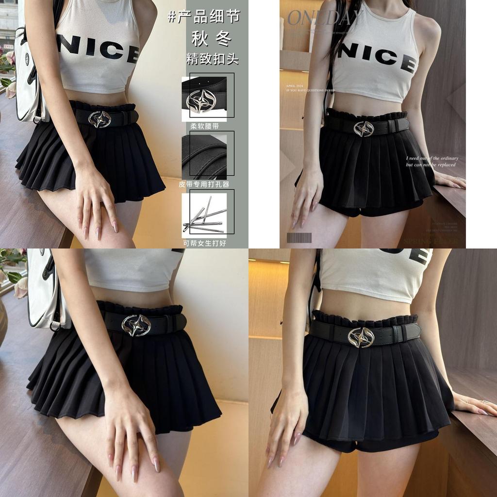 Minimalist Belt Stylish For Young Adults Versatile Black Star Cross Design Perfect For Jeans
