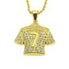 Hip Hop Men's Necklace Football 7 Pendant With Stainless Steel Chain and Iced Out Bling Rhinestones Necklace Sports Jewelry Gift