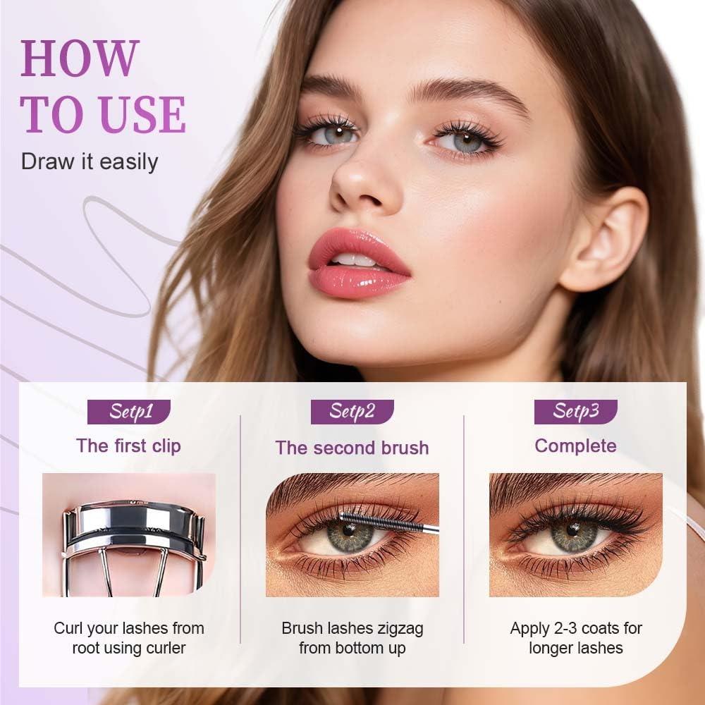 Eyelash Primer,Tubular Eyelash Primer,Waterproof Long Curling Mascara,Volumizing Mascara for Daily Makeup, Natural And Non-Smudged (Brown)