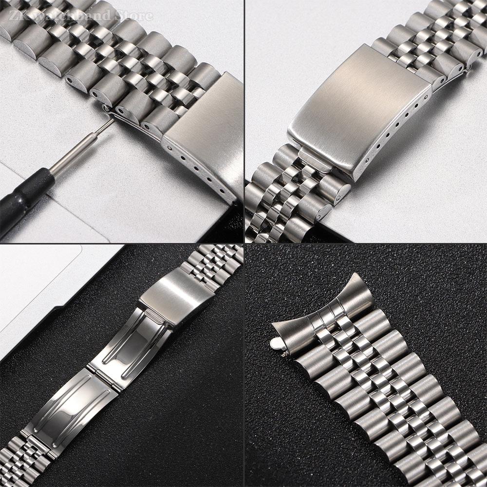 Curved End Metal Strap 18mm 19mm 20mm 21mm for Rolex DATEJUST Watchbands Men Solid Stainless Steel Watch Bracelet Accessories