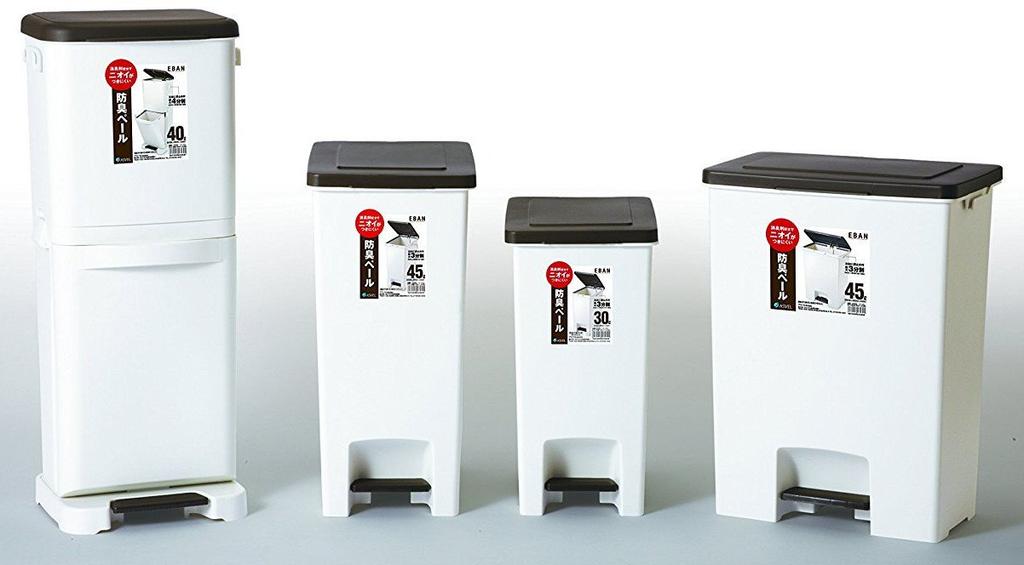 Odpadkový koš Asbel s víkem odolným proti zápachu Evan Pedal Light Depth Slim A6418, široký, pedál, 45 l, hnědý