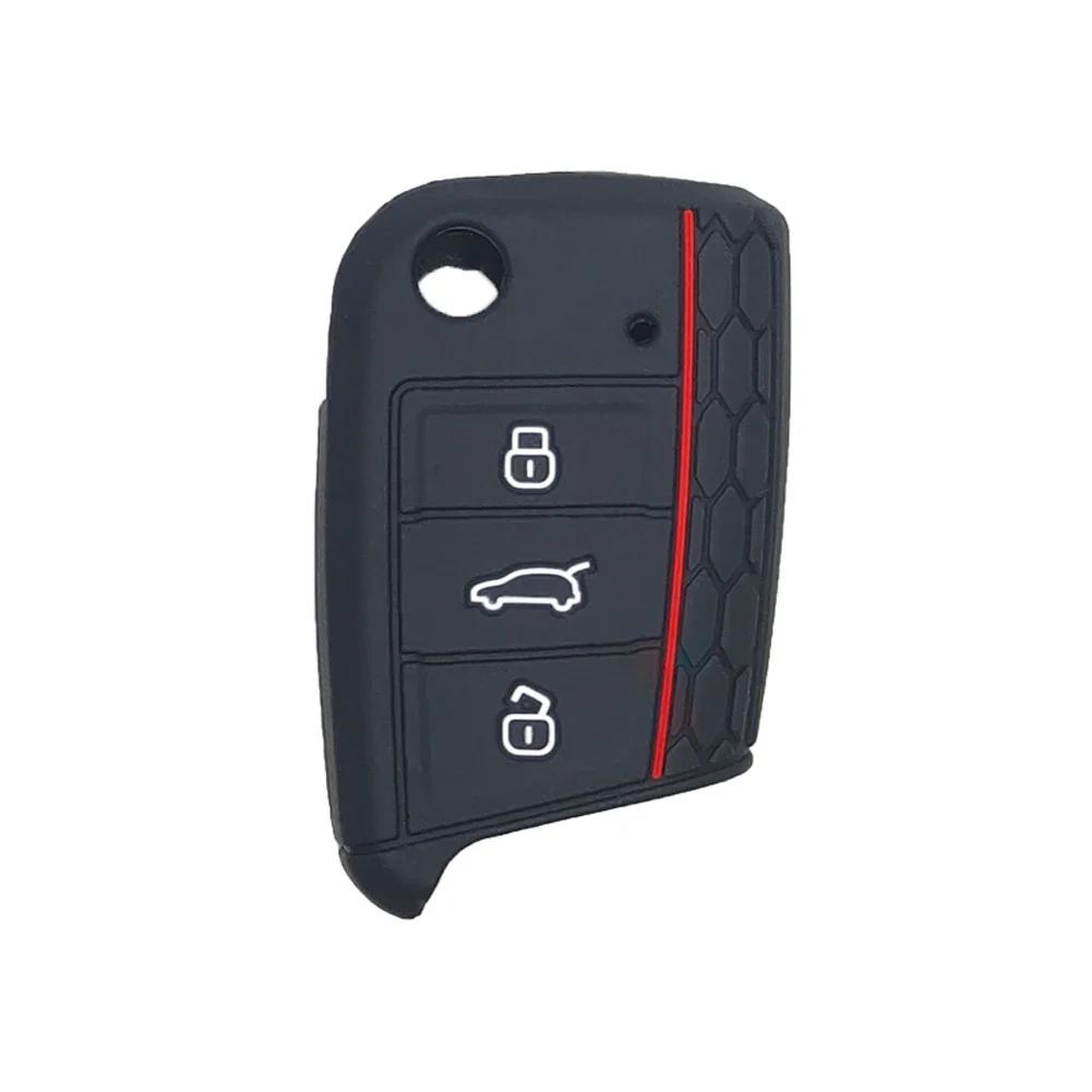 Car Key Cover Case Silicone Shell For VW Golf 7 MK7 VII Tiguan Polo Skoda Octavia A7 Kodiaq Seat Ateca Leon 3 Button