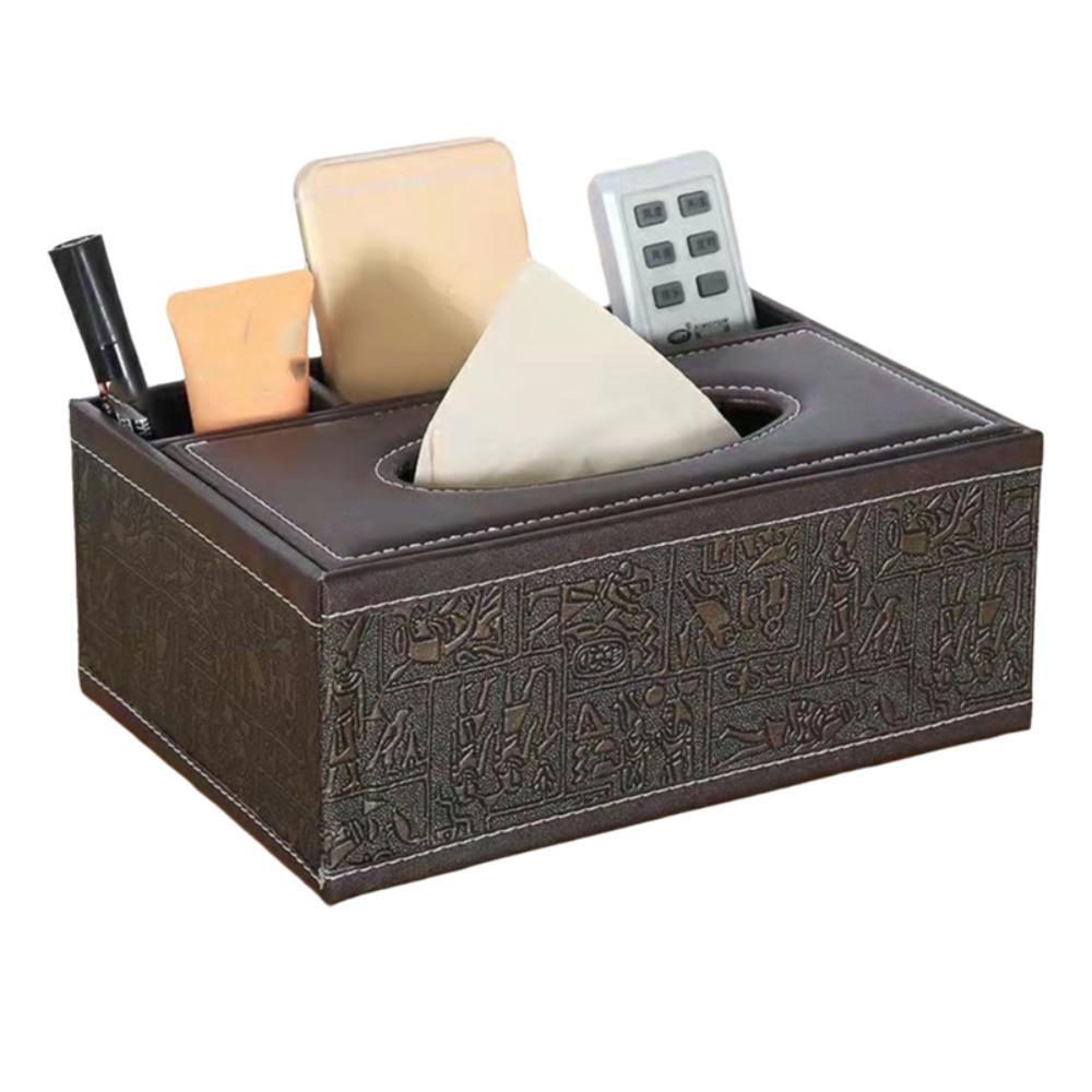 Anti-moisture Multi-functional Tissue Box Artificial Leather Tissue Organizer  Living Room Style D