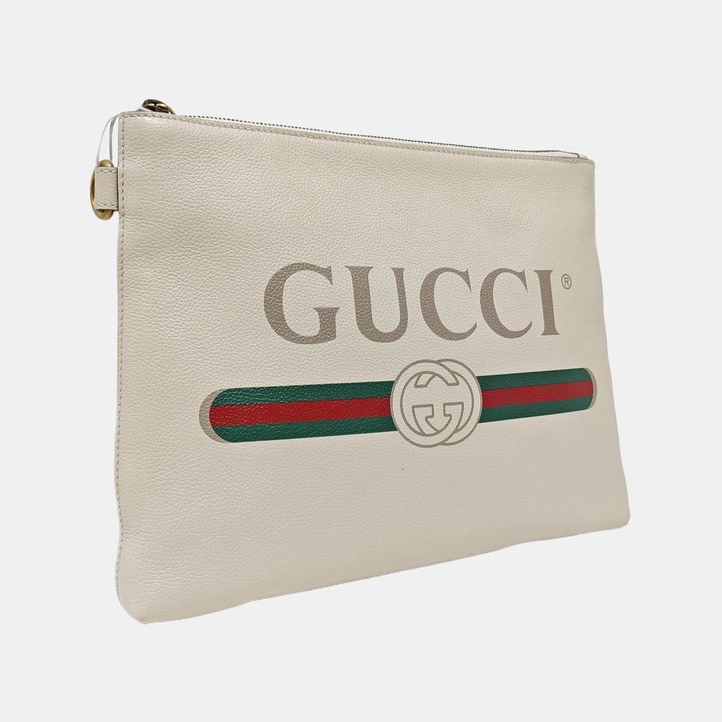 [Pre-Owned] Print Vintage Logo Wristband Leather Clutch - Very Good #B9GEJT