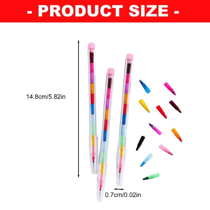 12Pcs Building Blocks Pen Crayon Building Blocks Crayon Oil Painting Drawing