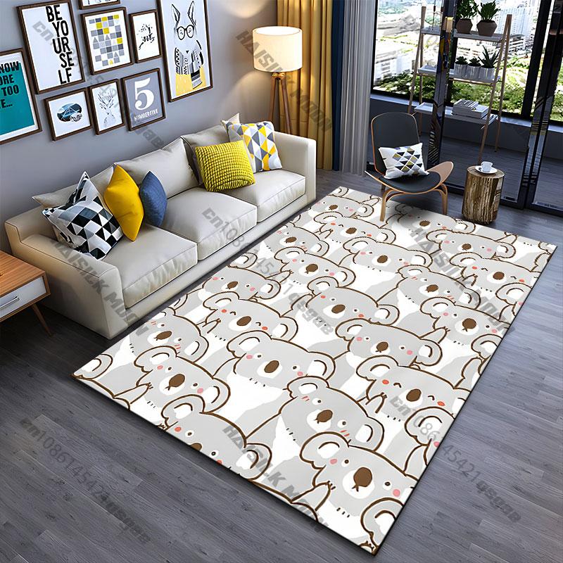 Cute and playful koala pattern carpet Yoga living room room decor children's crawling mat doormat area rug games mat