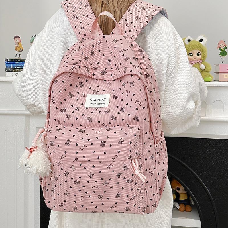 Schoolbag women travel lightweight niche backpack 1011 new corduroy schoolbag junior high school girls college students autumn and winter backpack