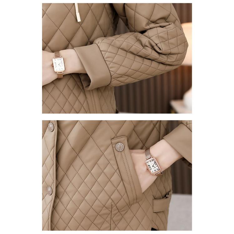 Krátká prošívaná bavlněná bunda s kapucí a šik designem pro ženy