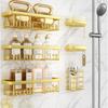 Adhesive Shower Caddy 6-PackGifts for Women Mom Heavy Weight Bearing Large Wall Mounted Bathroom Shelves Rack Organizer Storage