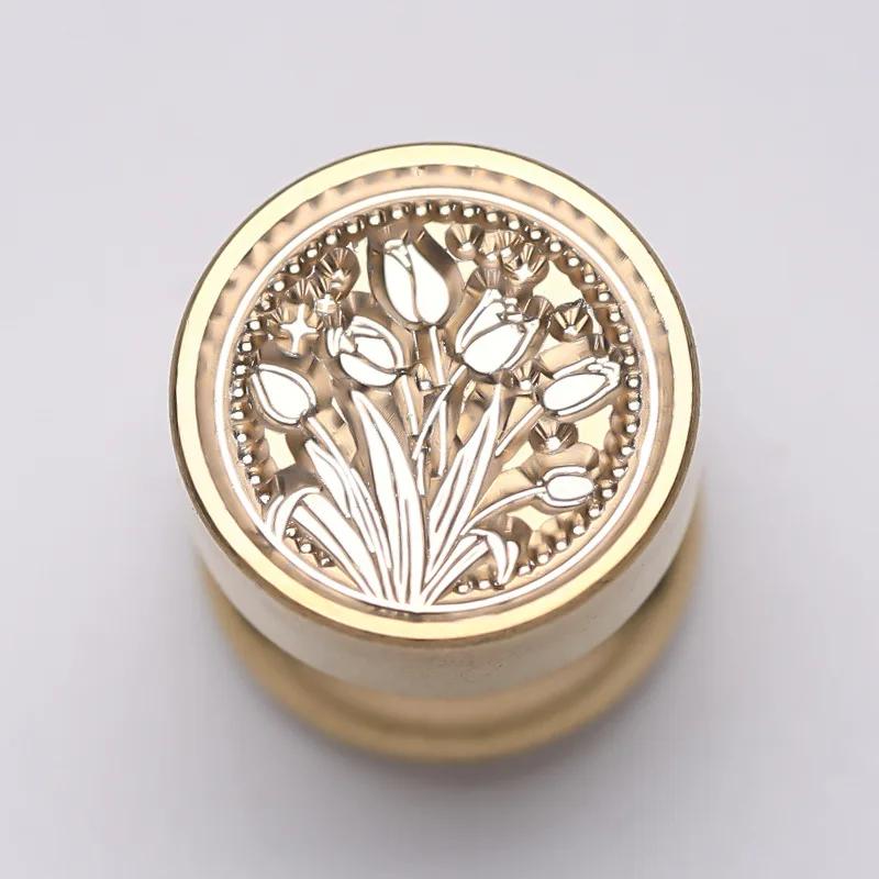 Seal Wax Seal Stamps Head Stamp Retro Metal Plant Seal Floral Plants Scrapbooking Stamps Craft Diy Wedding Decorative Invitation