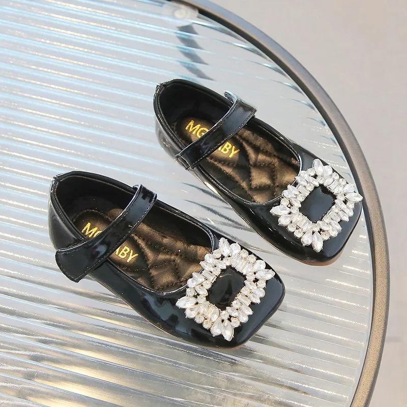 

Size 21-35 Kids Shoes For Girl Red Black Oxfords Spring Autumn Toddler Mary Jane Shoes School Girls Dress Dance Flat Shoes CN35 insole 21.8 cm чорний