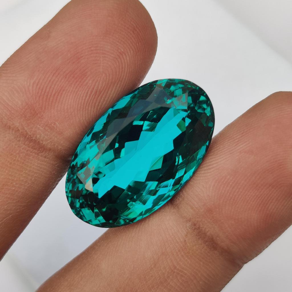 Hand Faceting Oval Cut Natural Glass Stone, Faceted Loose Stone, 39.20 Carat, 27x16x15 Size Stone.