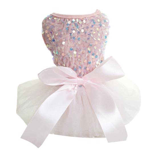 

Платье для щенка с блестками, большое сетчатое платье без рукавов с бантом для вечеринок, домашних животных, полиэстеровое платье принцессы на день рождения, свадебная одежда XS розовый