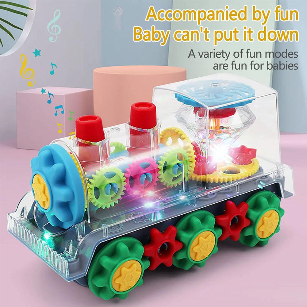Transparent Light Music Train With LED Light Music Early Educational Toys Bump And Go Toy Luminous Toy Car For Kids Car Toy P4Y7