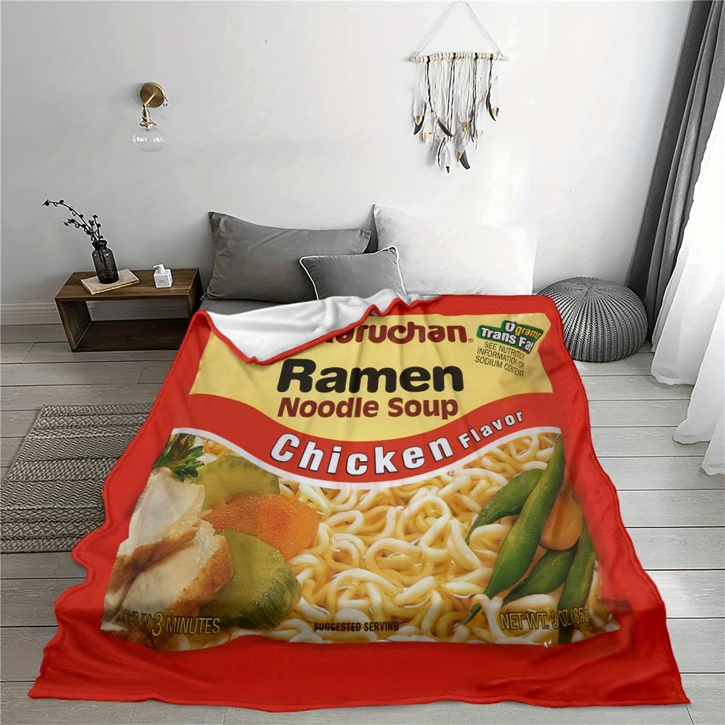 Ramen Noodle Soup Digital Printed Flannel Blanket Soft Throw Blankets For Car Sofa Couch Bed Office Camping