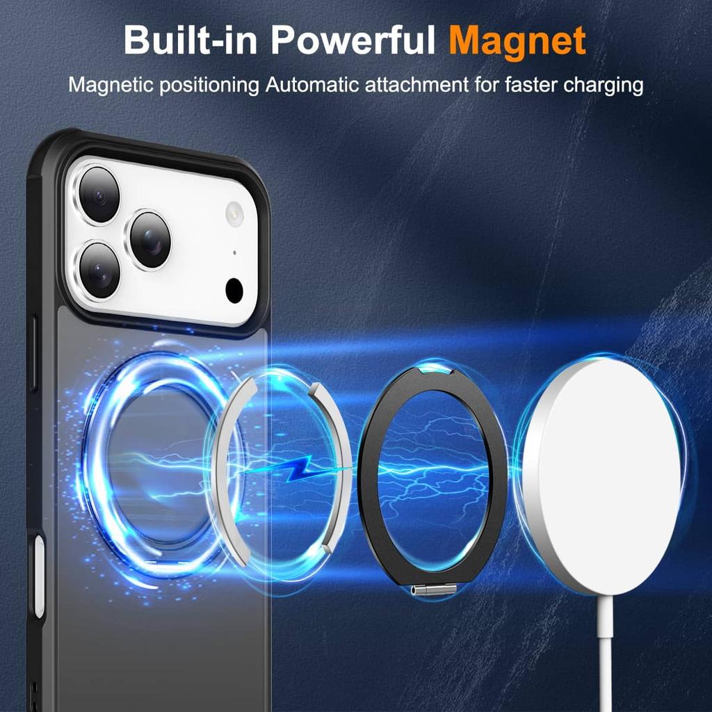 360° Magnetic Swivel Ring for iPhone 17 Pro Max 17 Pro iPhone Air Case, Built-in Metal Stand, Shock and Vibration Resistant Case