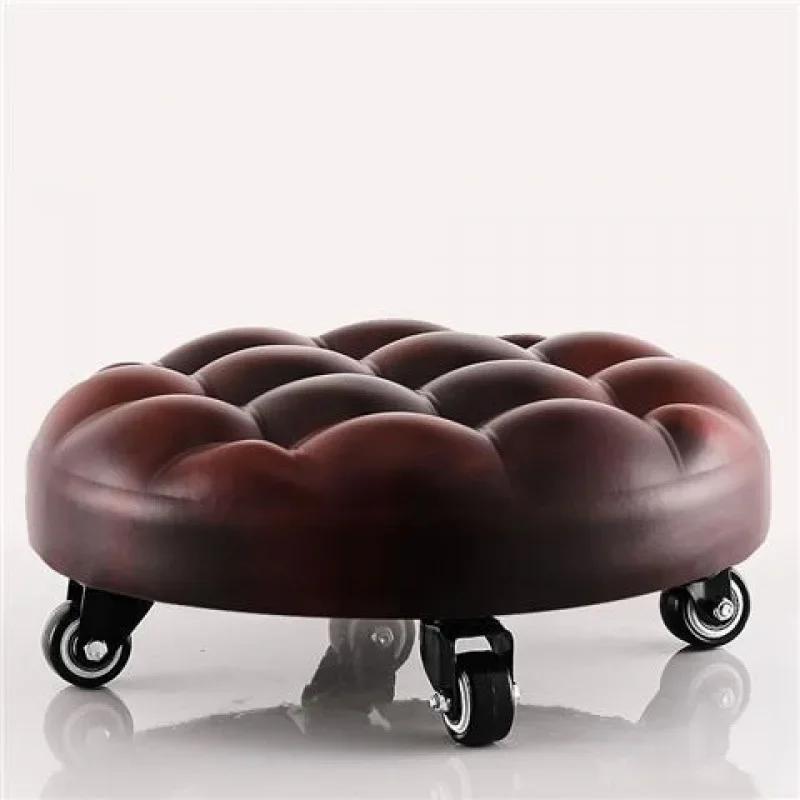 Universal Wheel Small Chair Pulley Stool Home Beauty Seam Simple Belt Wheel Pedicure Mobile Small Bench
