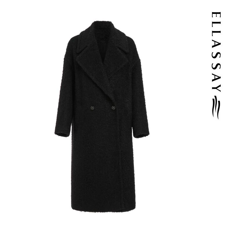ELLASSAY Women's Shimmer Wool Blend Straight Coat