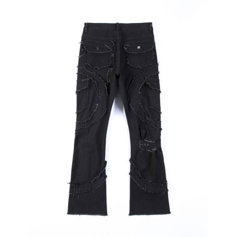 Men Ripped Stacked Jeans Distressed Slim Fit Skinny Straight Leg Jeans Fashion Hip Hop Denim Pants Casual Streetwear 2025 Spring Autumn