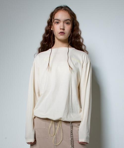 Fake Mama Fm Long Sleeve String T-Shirt [Light Yellow] Ivory
