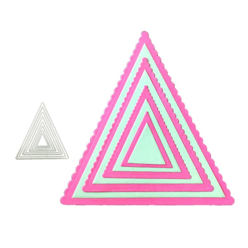Retro for Triangle Wave Frame Cutting Die Carbon Steel Template Festive DIY Deco