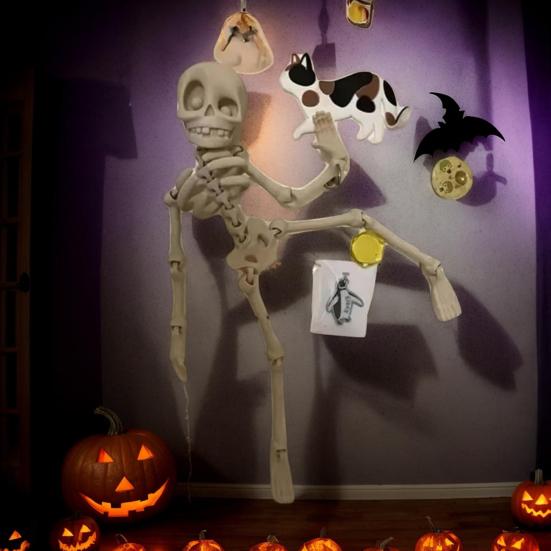 Poseable Skeleton Refrigerator Magnet Halloween Skeleton Figurine with Movable Joints Articulated Gothic Skeleton Magnetic Fridge Decoration Ornament