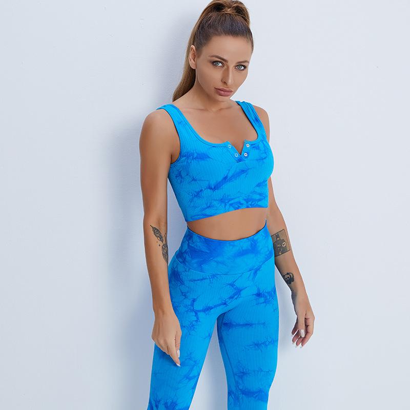 

Стильная одежда для йоги в стиле тай-дай: Женские топы с открытой спиной, жилеты для йоги, брюки для бега, спортивные бюстгальтеры и одежда для фитнеса на лето. Small