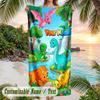 Dinosaur Theme Beach Towel Personalized Custom Name & Text Soft Quick Dry Beach Towel for Swimming Travel