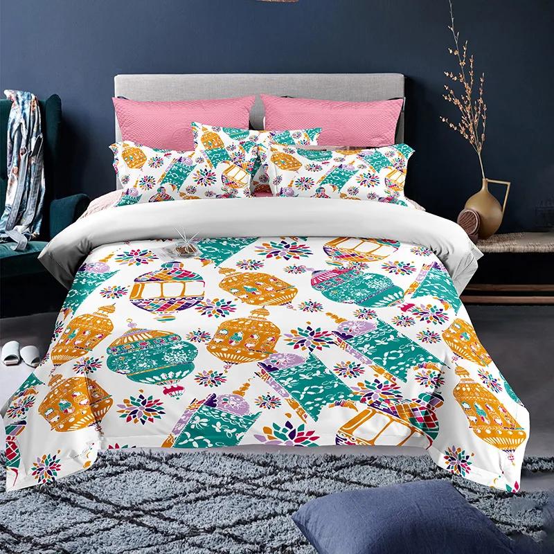 Ramadan Duvet Cover King Queen Religious Themed Quilt Cover Muslim Believer Polyester Bedding Set Pillowcases Brownish Yellow