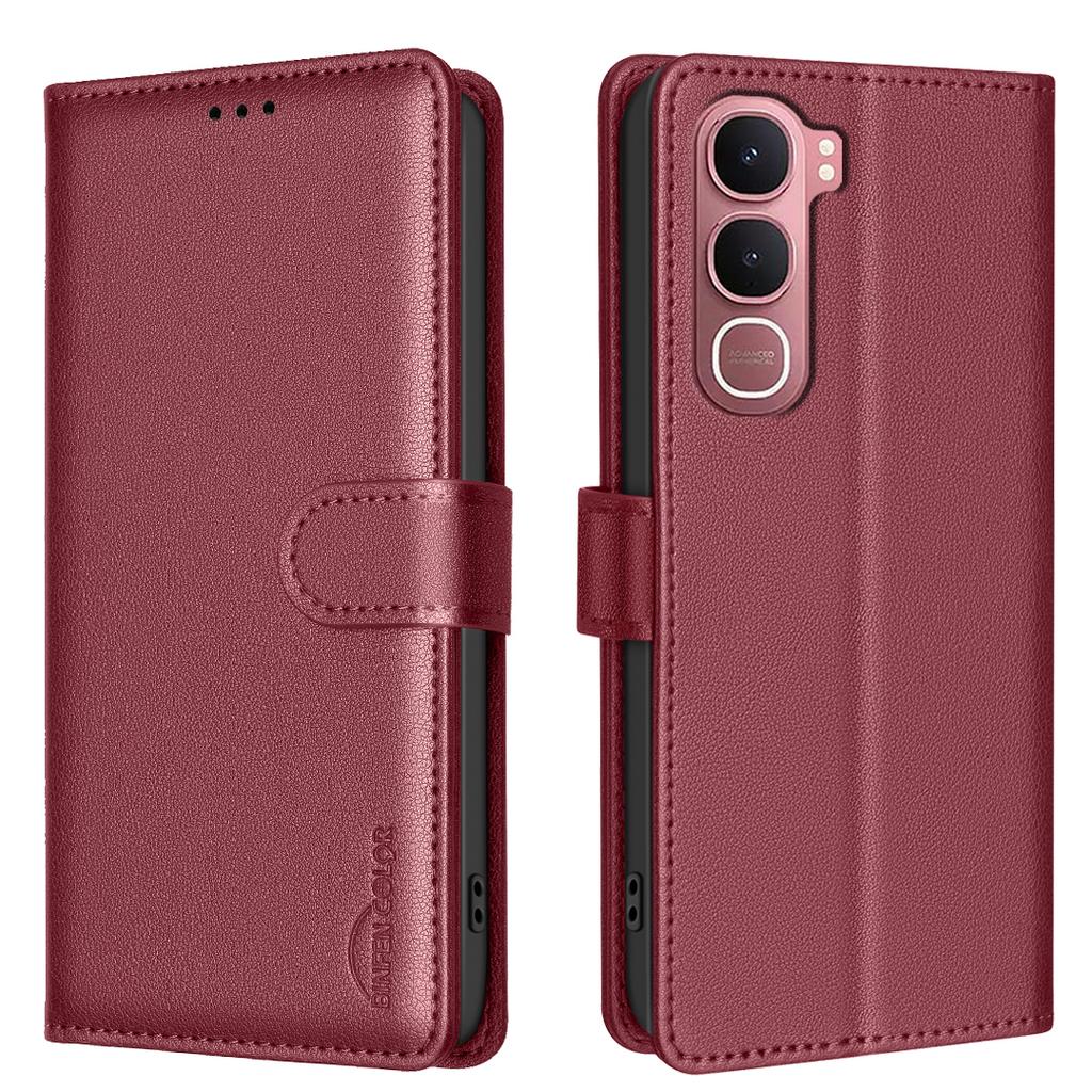 For vivo Y31 5G Leather Case BINFEN COLOR BF32 Wallet RFID Blocking Phone Cover