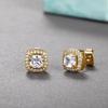 ZAKOL Classic White Square CZ Stud Earrings For Women Exquisite Round Cubic Zirconia Crystal Ear Jewelry Gift