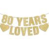 Pre-Strung 80th Birthday Banner - Gold Glitter, Happy 80th Birthday Decorations for Women, 80 Year Old Anniversary Party Decor for Men, 80 Bday Sign