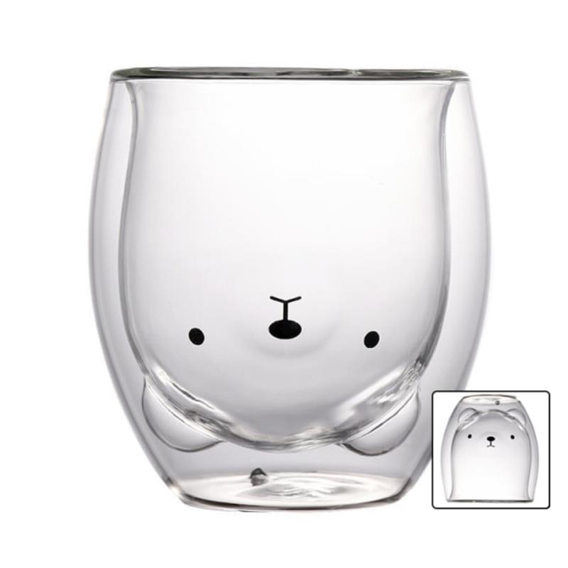 Creative Sweet Bear Double Layer Cup Beautiful Shape Glass Cup Girl Cup Cartoon Little Duck Little Milky Lady Cute Coffee Cup
