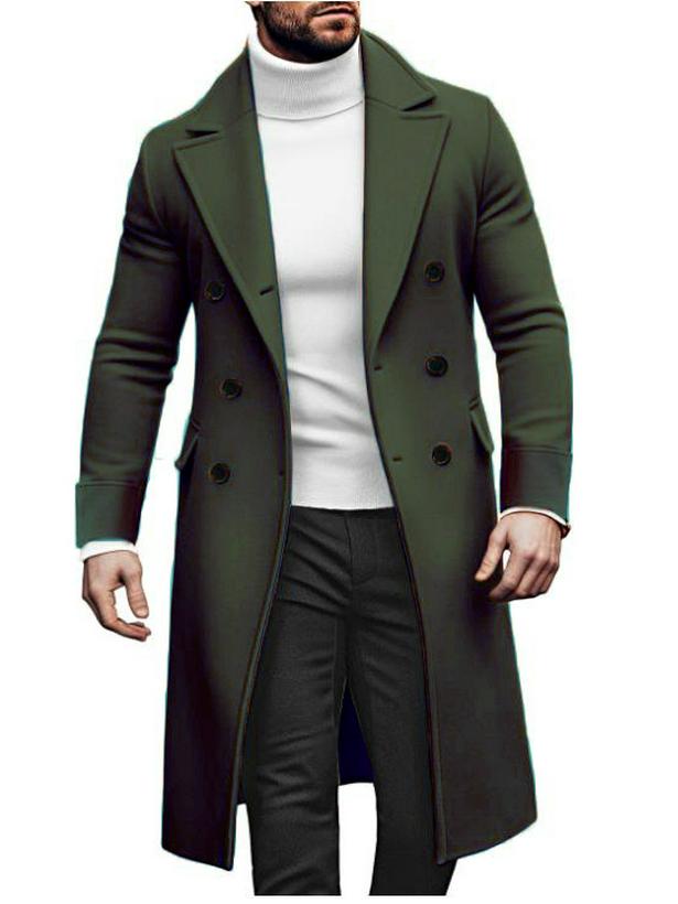 European 2024 Men's Double-Breasted Wool Overcoat In Stock
