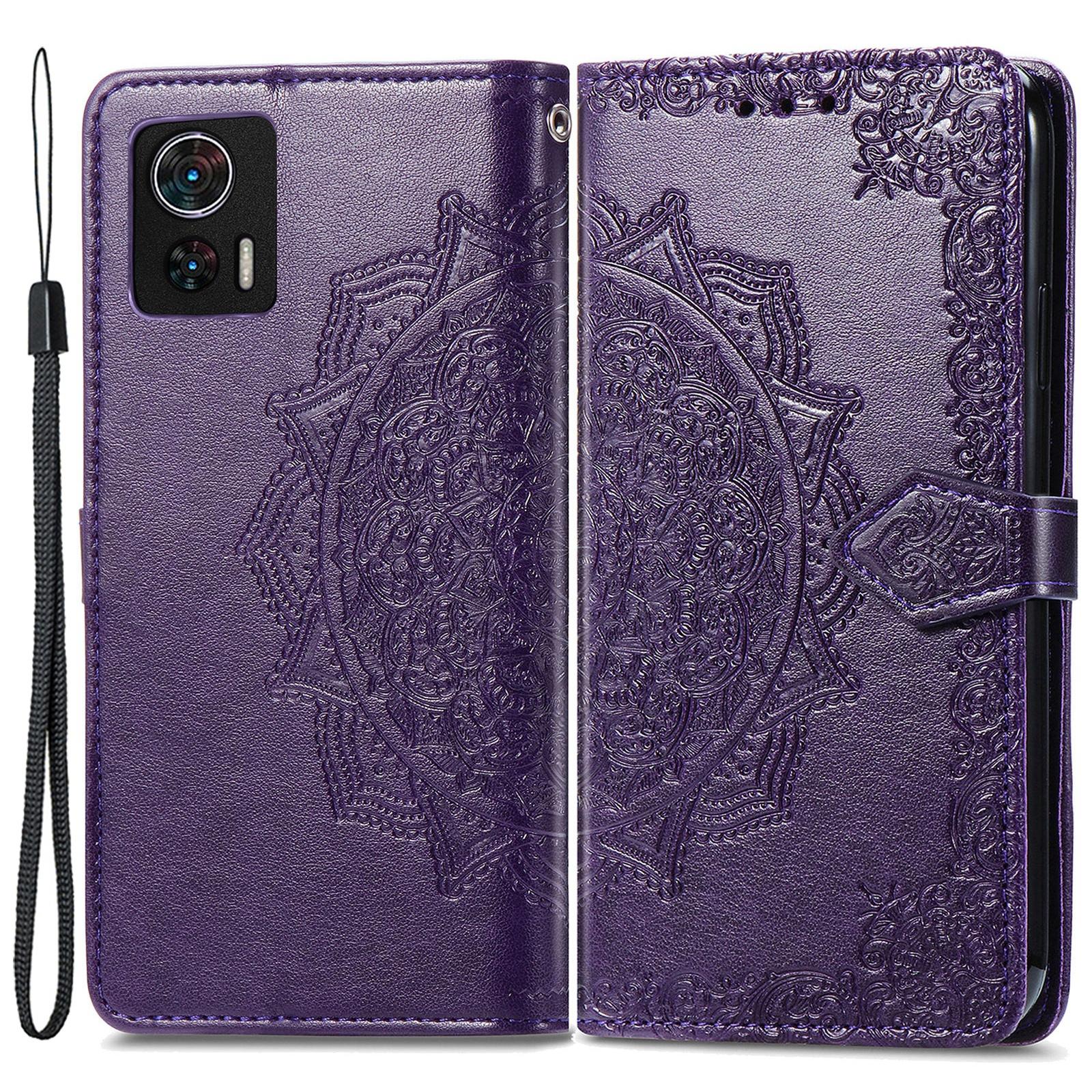

For Motorola Edge 30 Neo 5G/Edge 30 Lite 5G Wallet Stand Phone Cover Embossed Mandala Pattern PU Leather Flip Phone Case Purple