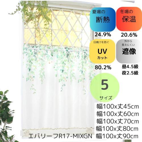 Clothshop Clothya Cafe Curtains for Small Windows, Lace, Daytime Visibility, UV Protection, Insulation, Heat Retention, Approx. 100cm Wide X 70cm Long