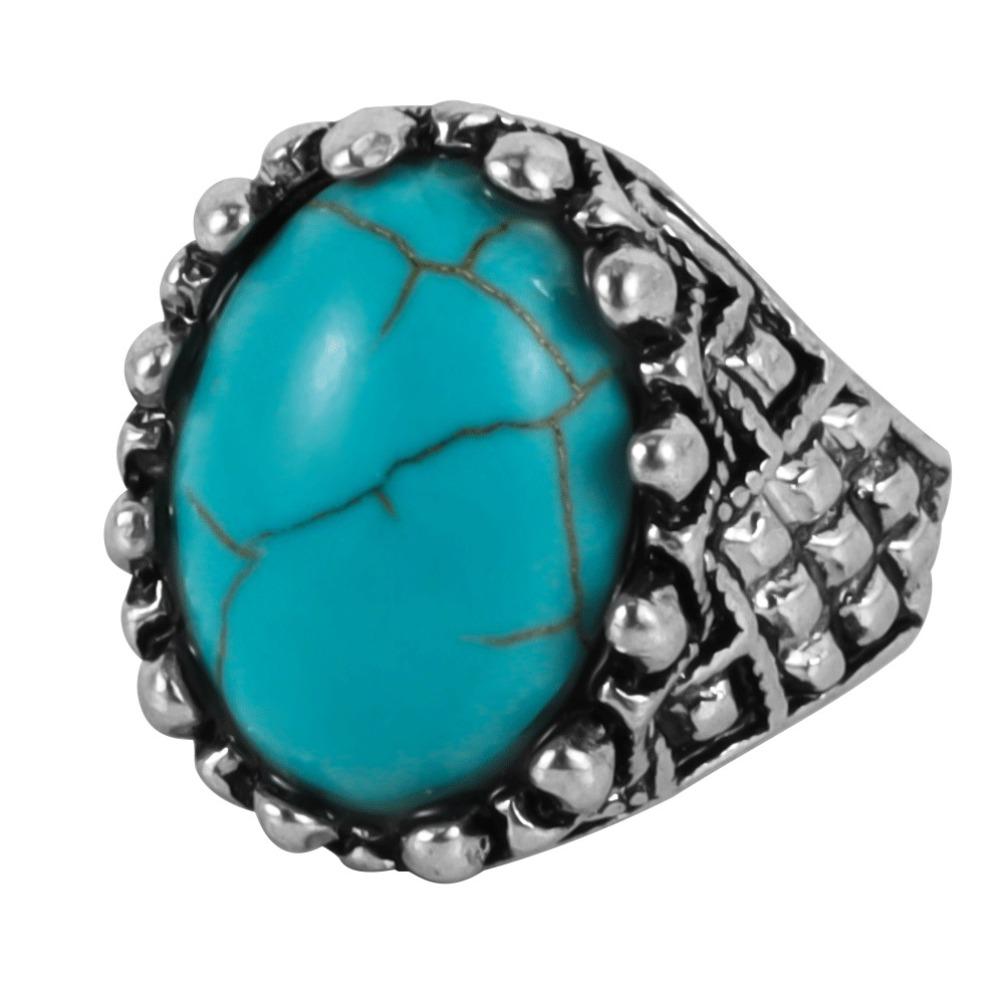Antique Western Country Ring Zinc Zinc Alloy Vintage Ring Trendy Turquoise Ring  Girls
