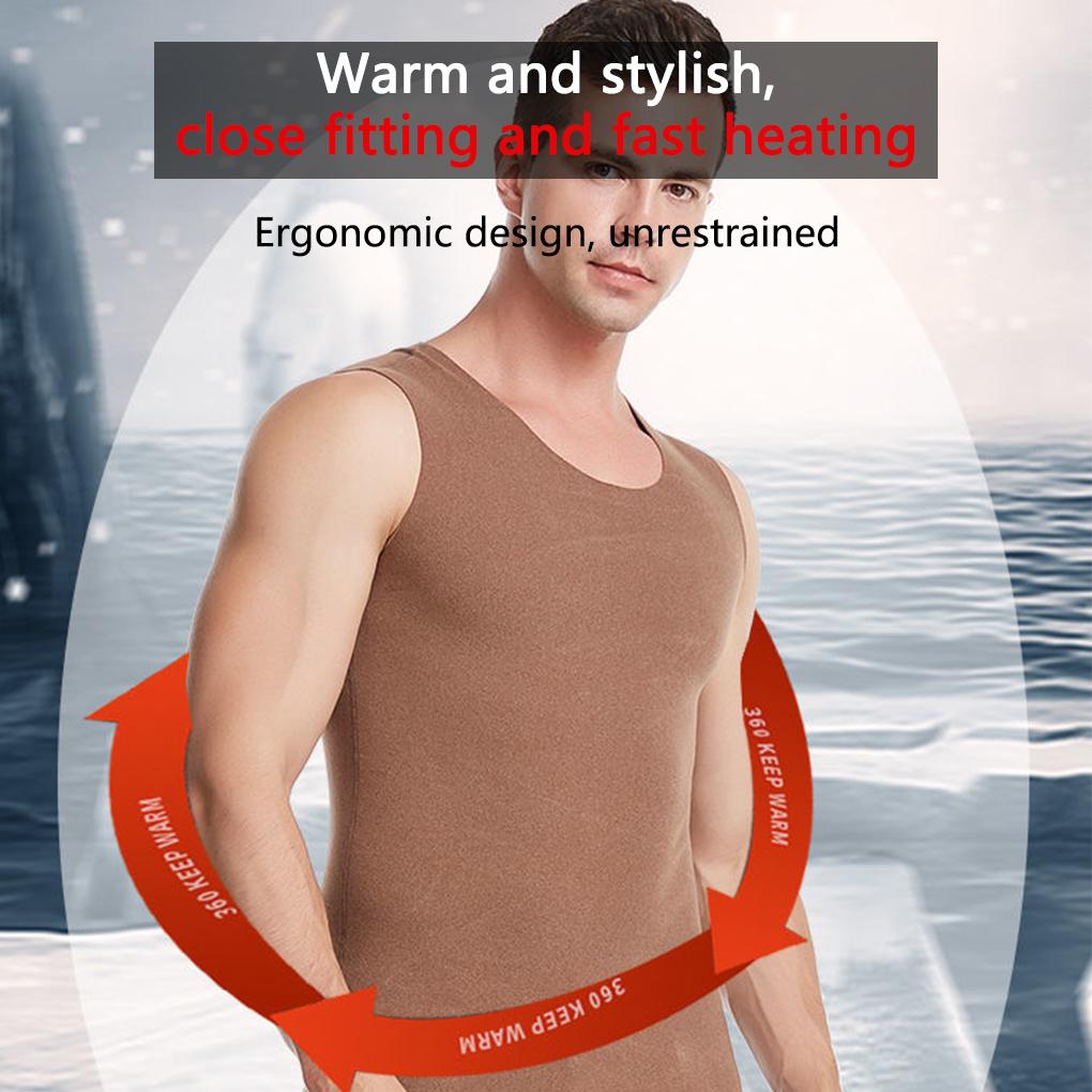 Men Thermal Vest Warm Fashion Basic Top Fitness Exercise Bottoming Baselayer Sleeveless Underwear Elastic Comfortable