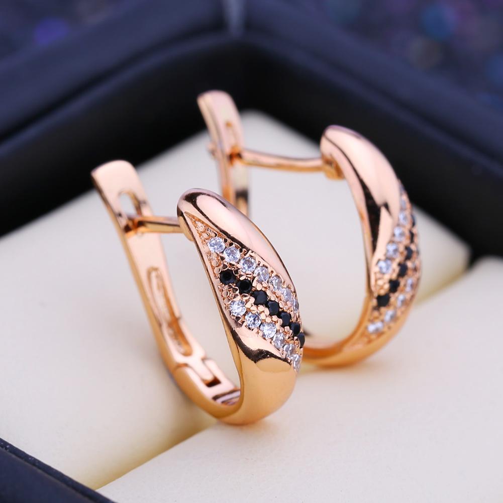 

FEEYOO серьги-клипсы цвета розового золота, модные серьги для женщин, серьги-гвоздики с кубическим цирконием, ювелирные изделия