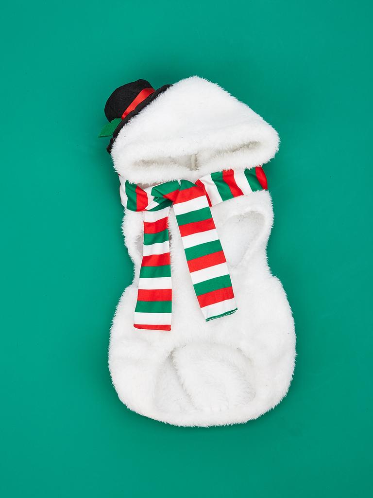 Weihnachts-Cosplay Hunde Schneemann Hoodies mit Schal Mütze Sweatshirts für Hund Katze Weiche und dehnbare Shirts Weihnachts-Hunde-Pyjama Kostüm