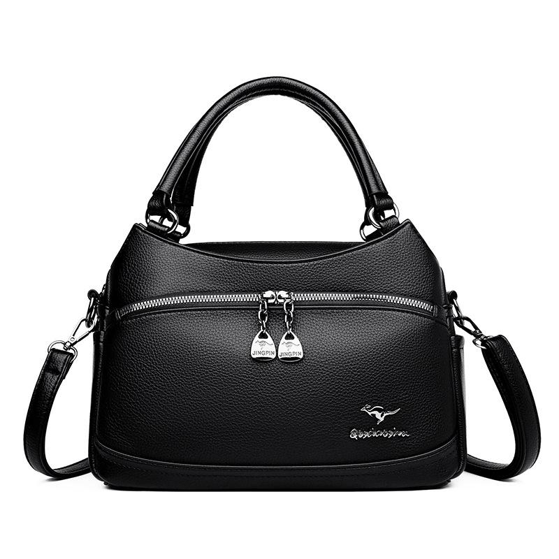 Middle-aged mother-in-law and women's bag 2025 new women's soft leather mother bag temperament broadband shoulder casual versatile messenger bag