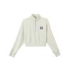 Alphabet Logo Embroidered Half-Zip Stand Collar Sweatshirt Women Tops Oatmeal FZ4737-141