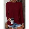 New Spring and Summer Women's Fashion and Casual Solid-color Long-sleeved Round-neck T-shirts