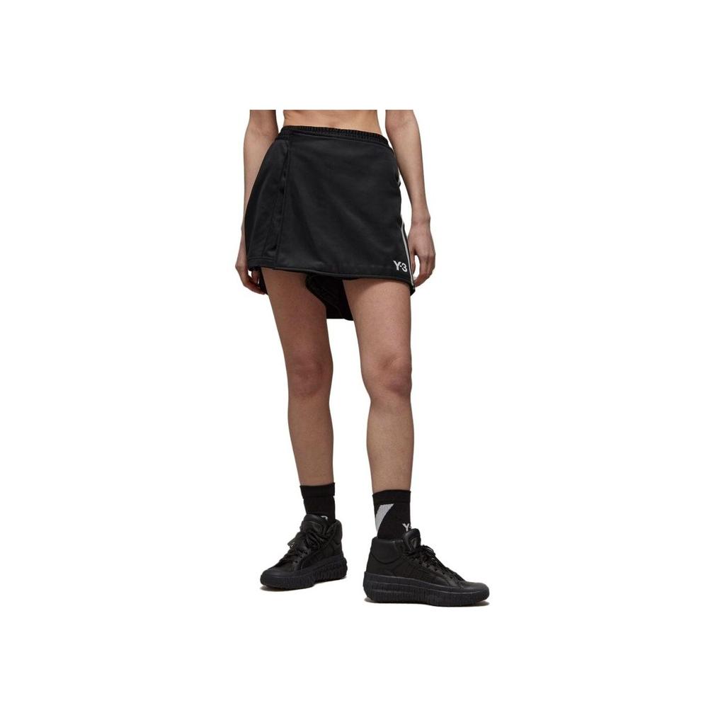 Y-3 Ss23 Logo Striped Print Short Skirt Women Skirts Black H63068