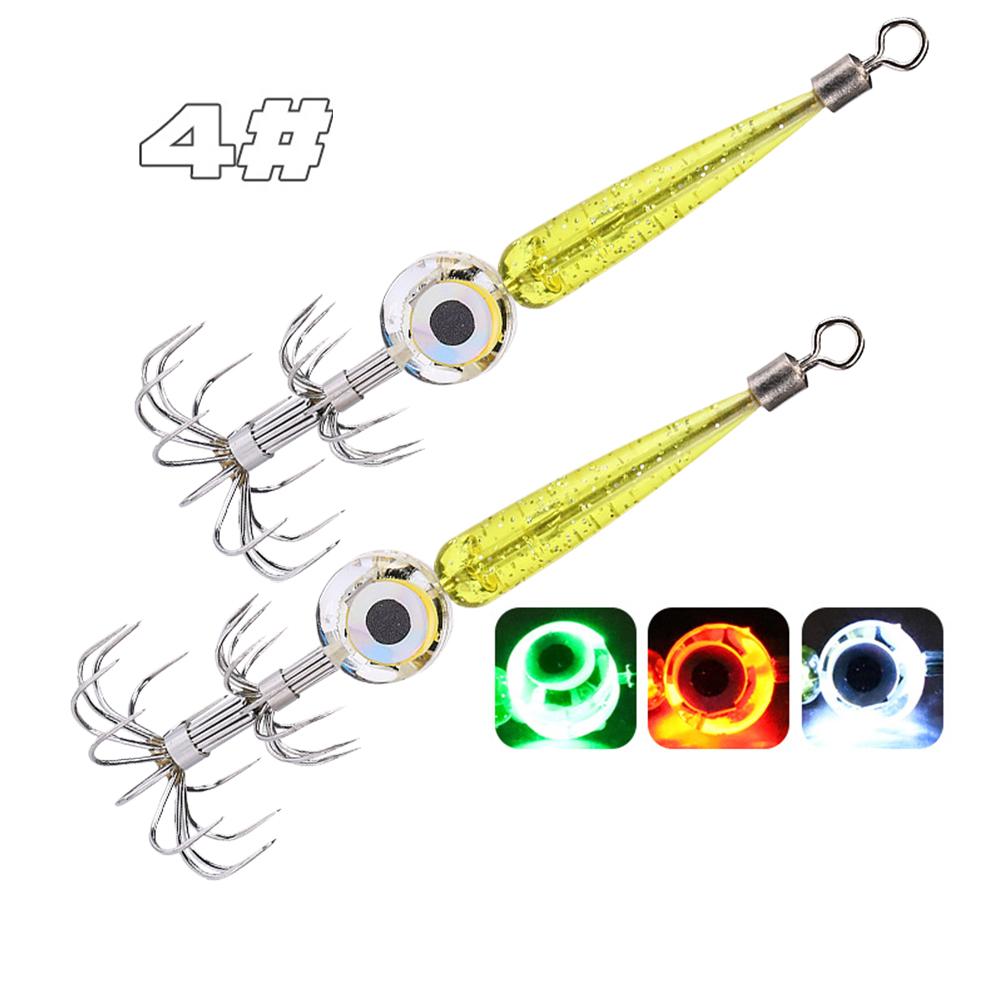 Set of 2 LED Squid Jig Hooks for Night Fishing Cuttlefish and Octopus Lures