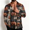 Men's Casual Halloween Shirt Jacket Loose Fit Breathable Turn-Down Collar for Spring and