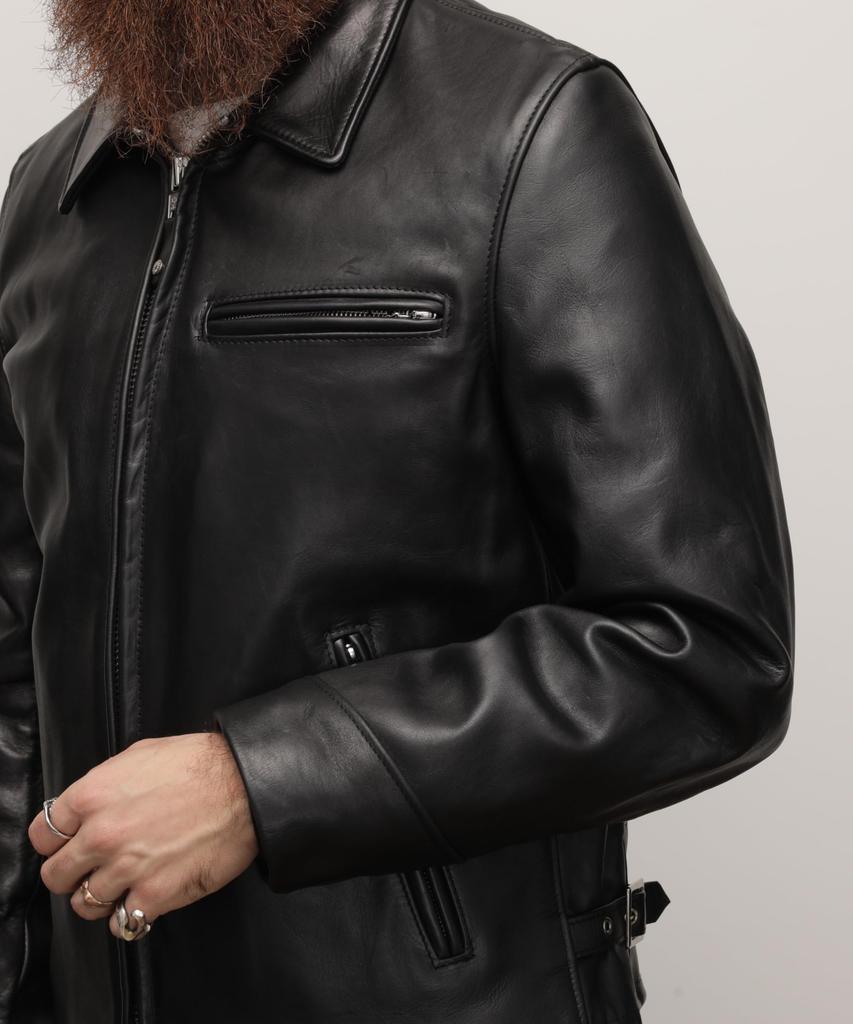 Schott 103US TRUCKER JACKET Leather Trucker Size Jacket, Men's, 34, Black, 782-5950028