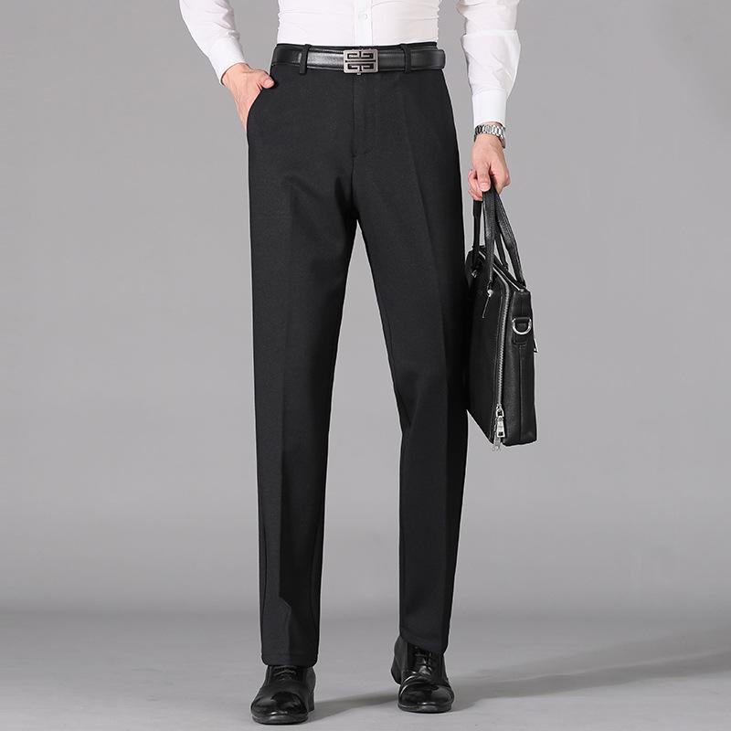 

Премиальные зимние брюки с флисовой подкладкой, с высокой посадкой, прямого кроя, для мужчин среднего и пожилого возраста - Теплые, свободные, повседневные 30 чёрный